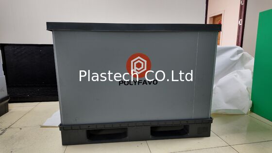 접이식 팔렛 상자 1200x800mm PP 꿀집 접이식 컨테이너 4면 입구 후미게이션 무료 자동 식품 물류용으로 반환
