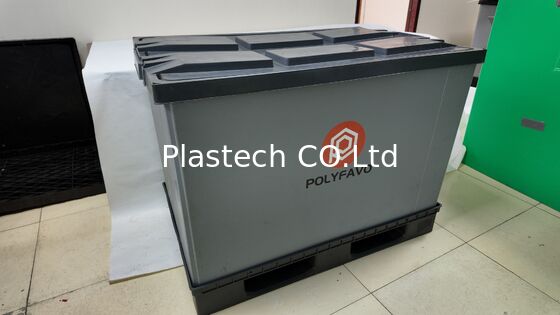 500kg 배송 상자 포장 상자 1200 * 800 * 900mm 뚜?? 이 있는 접이식 컨테이너 폴리박스