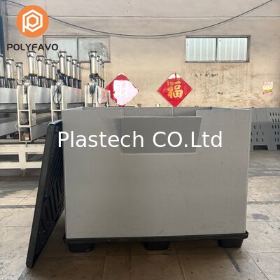  Collapsible Bin Pallet Cage, Foldable Plastic Crate 10mm 12mm, Custom Openings Windows Holes Stackable Returnable